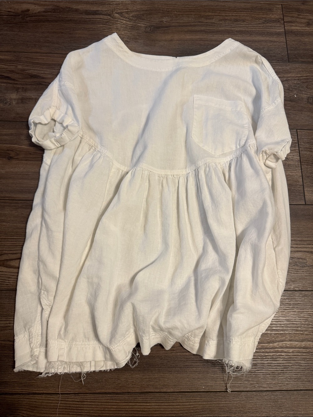 We The Free White Gathered Pocket Short-Sleeve Top